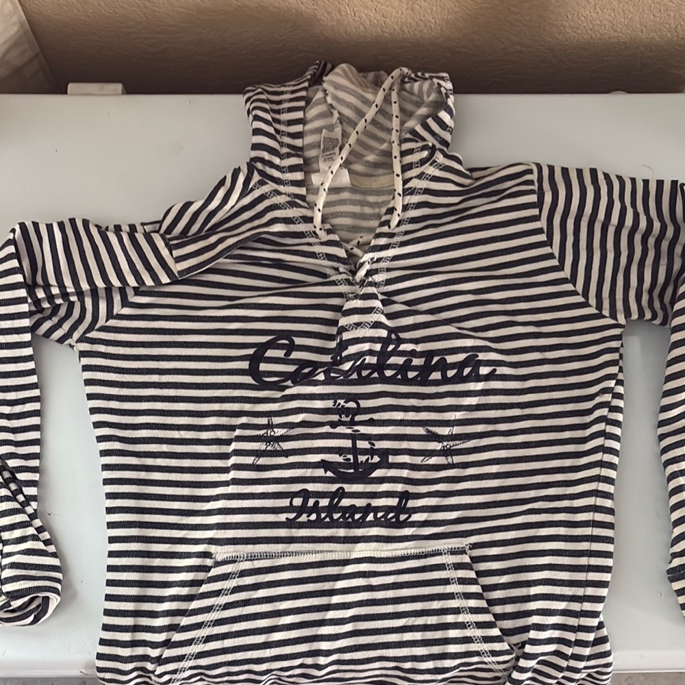 Old Navy Black and White Striped Hoodie